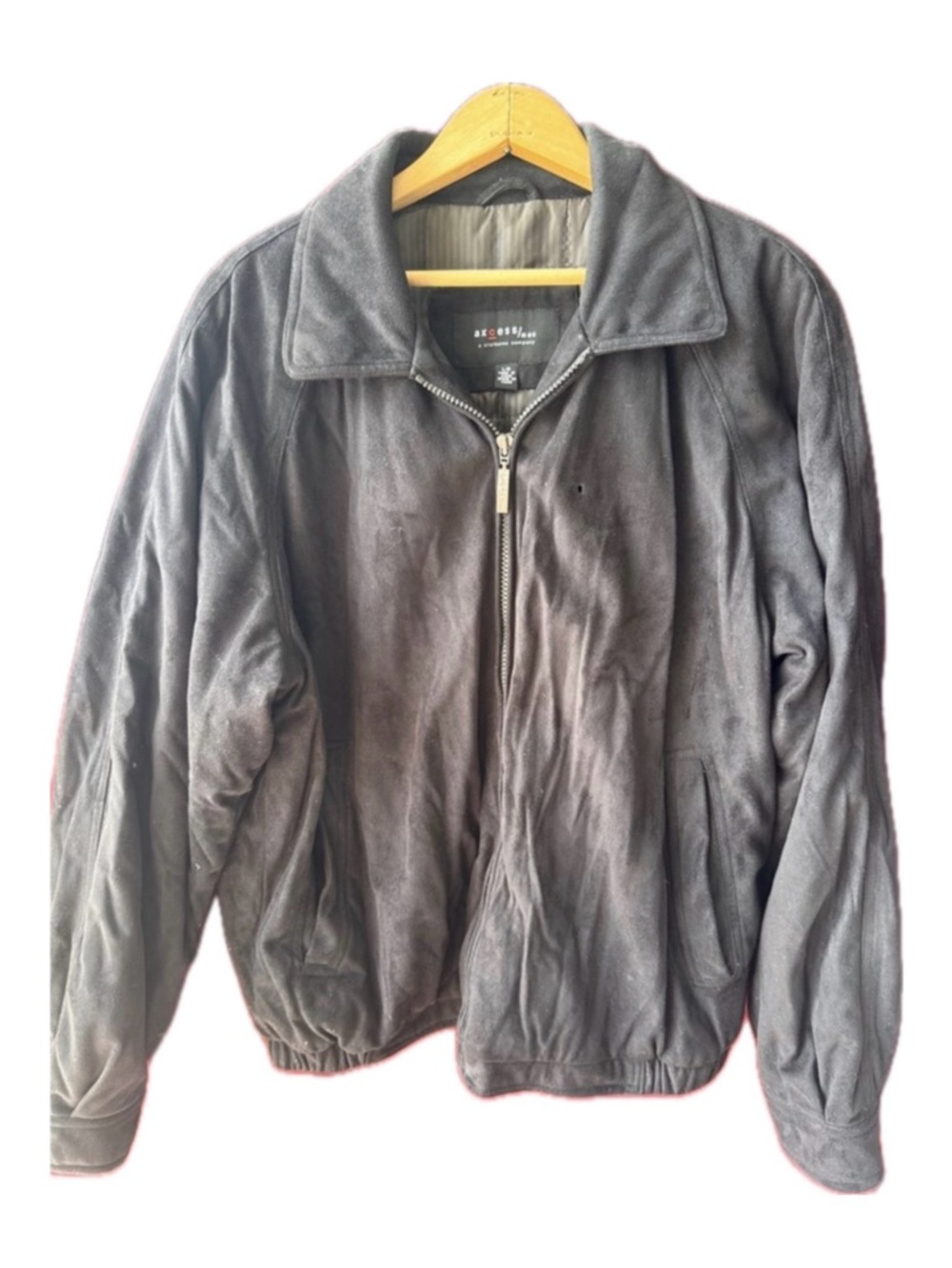 Axcess grey Men's Suede-Look Zip Jacket